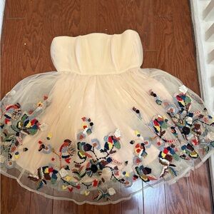 Anthropologie Nikita Mhaisalkar ivory raffia embroidered embellished tulle 2 NWT